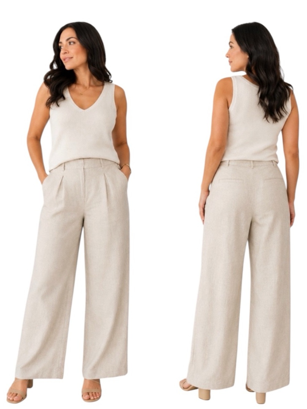 Loft Wide Leg Pleated Trousers